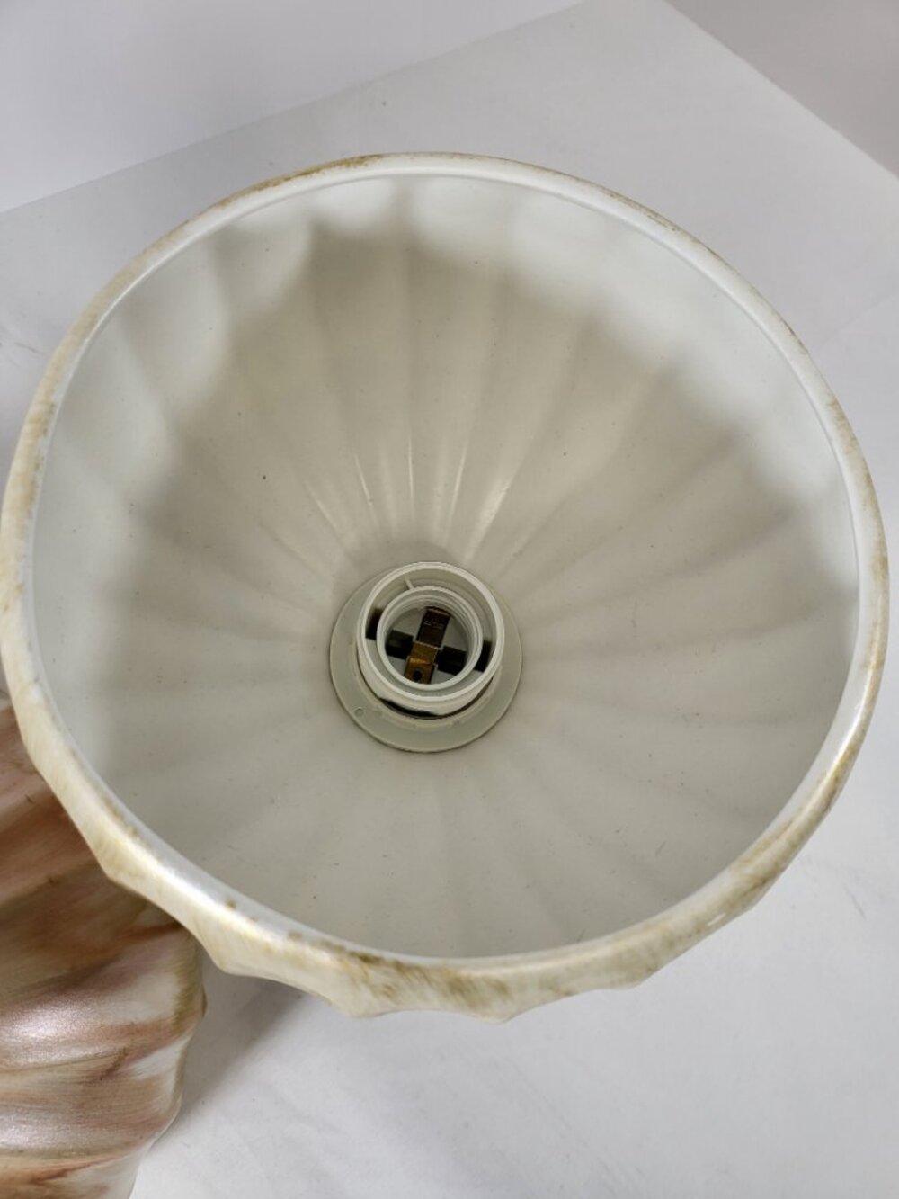 Pair of Vintage Mid-Century Style Fluted Ceramic Semi-Flush Mount Ceiling Lights - Picture 6 of 12